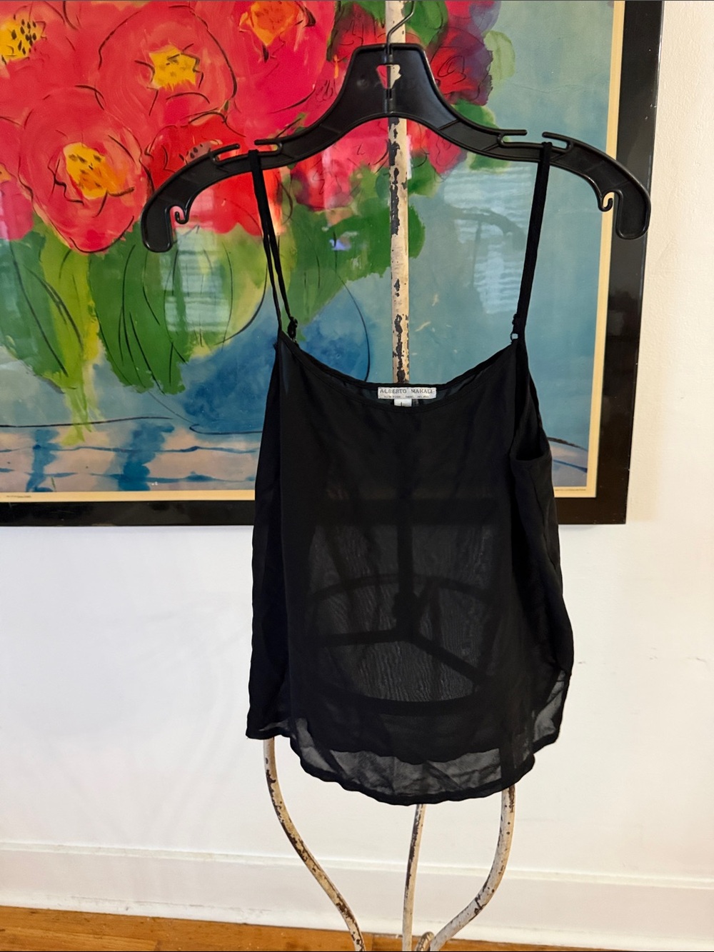 Alberto Makali Black Sheer Spaghetti Strap Camisole